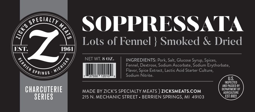 SOPPRESSATA Lots of Fennel Smoked and Dried